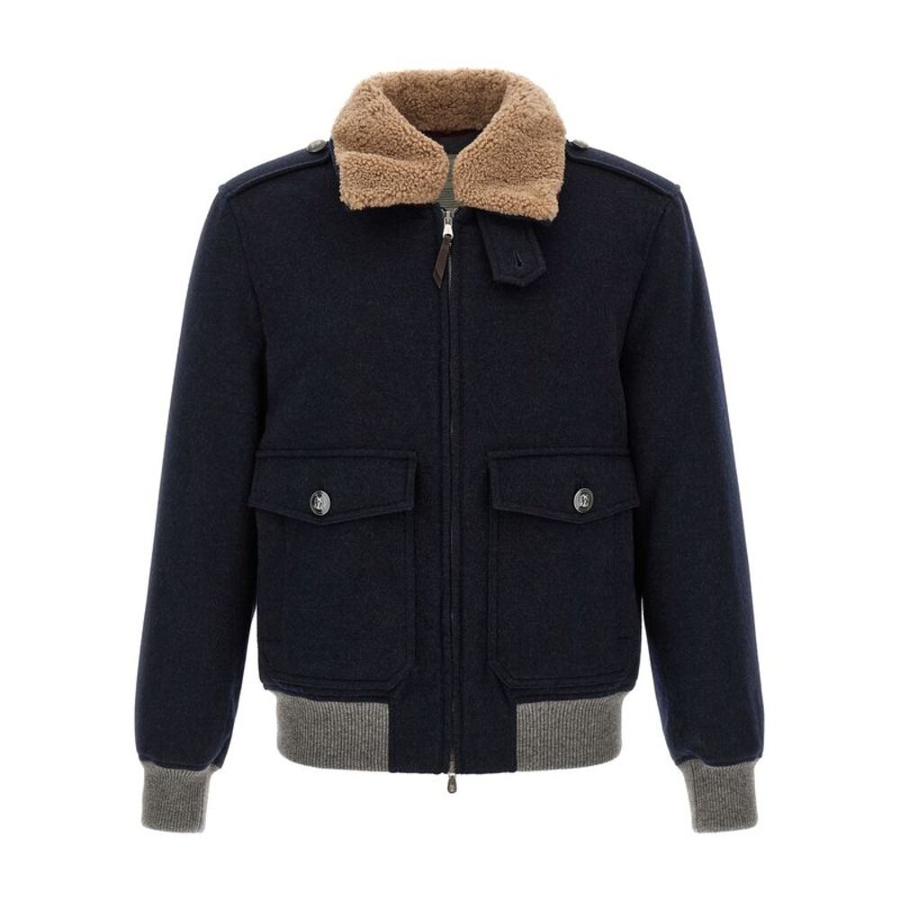 Brunello Cucinelli Blue Cashmere Men's Bomber